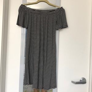 Black and white striped off the shoulder dress, XS